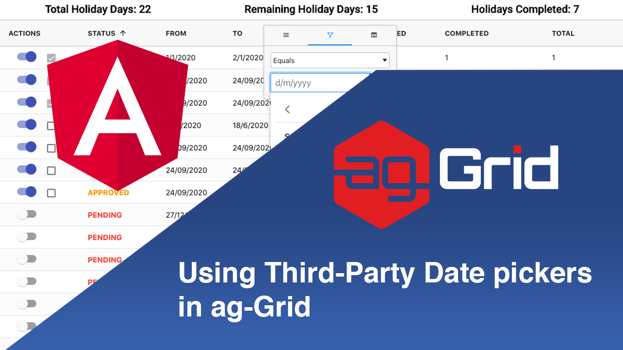 Using Third Party Date pickers in ag Grid