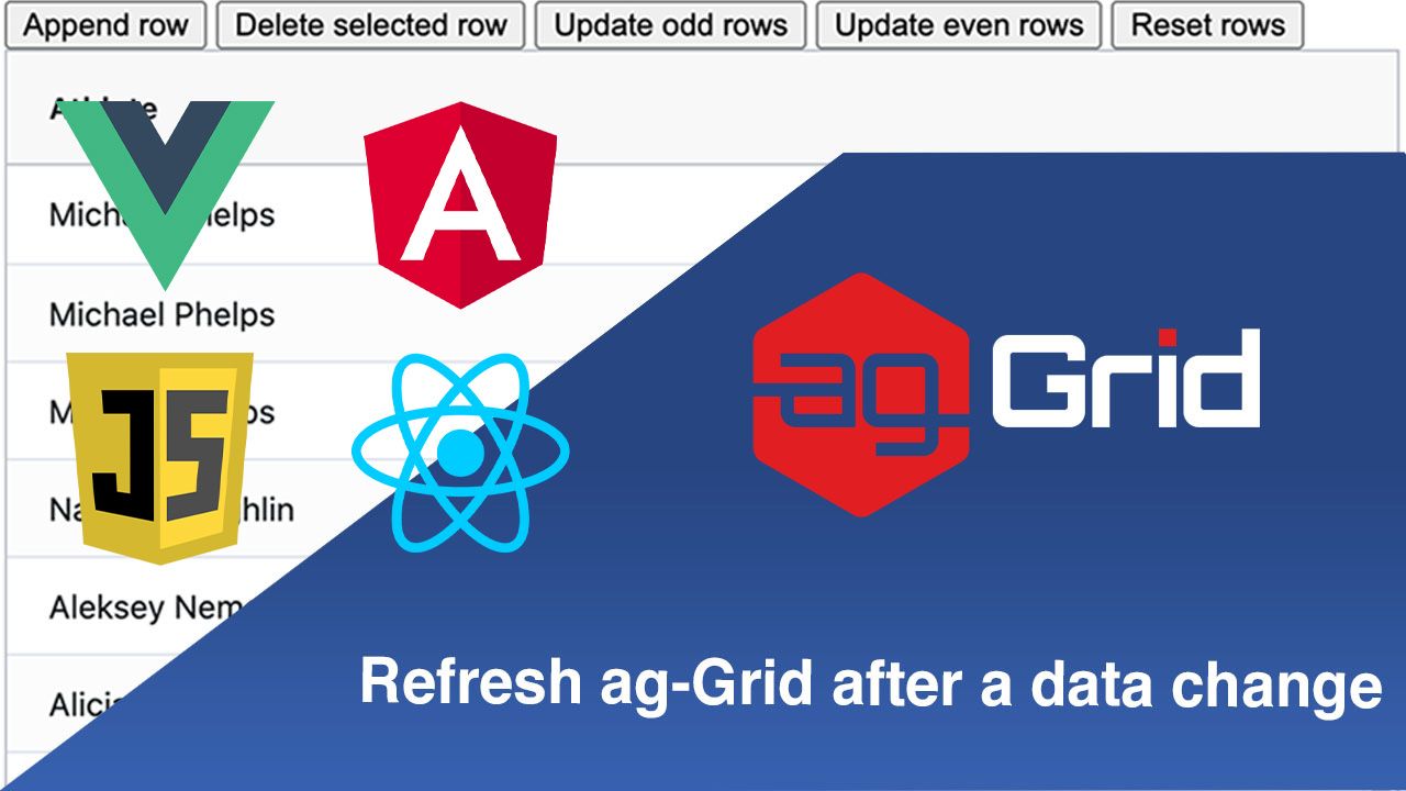 Refresh ag-Grid after a data change with React, Angular, Vue and JavaScript