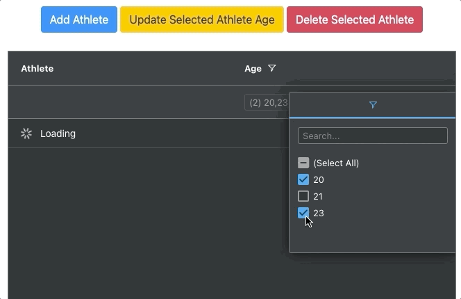 ag grid on filter change