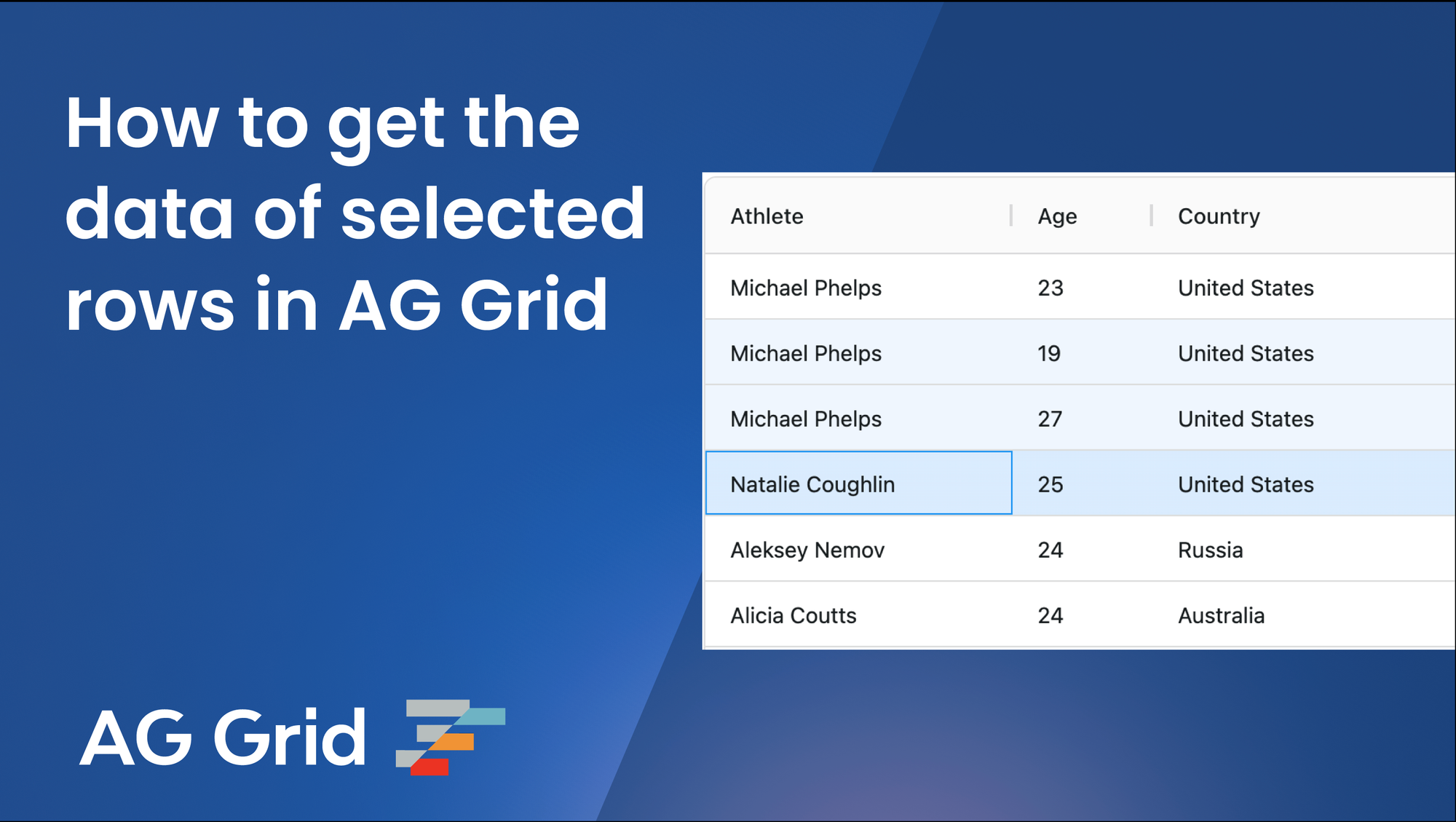 How to get the data of selected rows in AG Grid