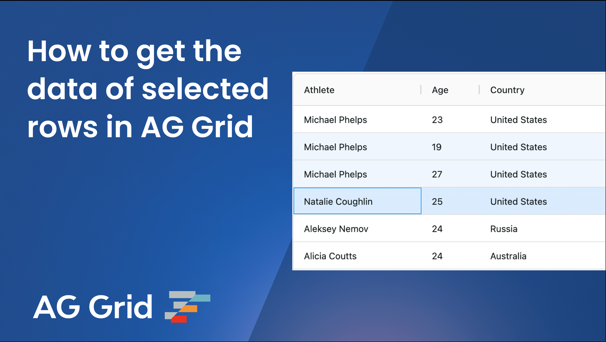 Get the Data of Selected Rows in AG Grid React data table