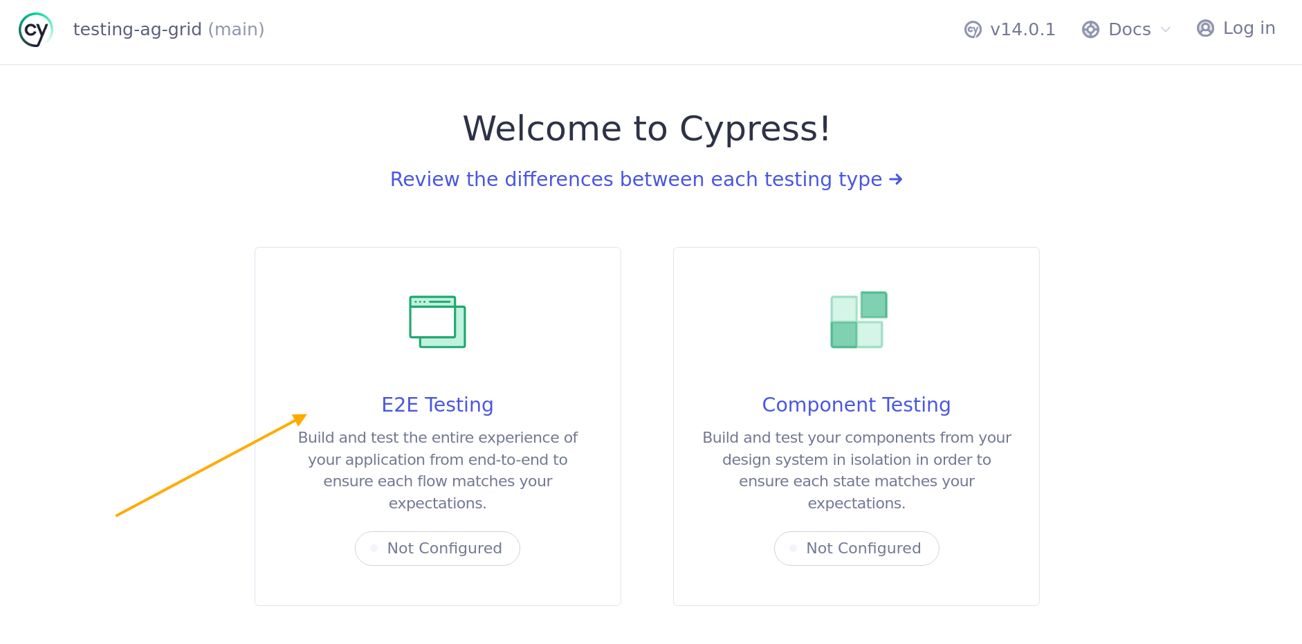 Cypress tests setup