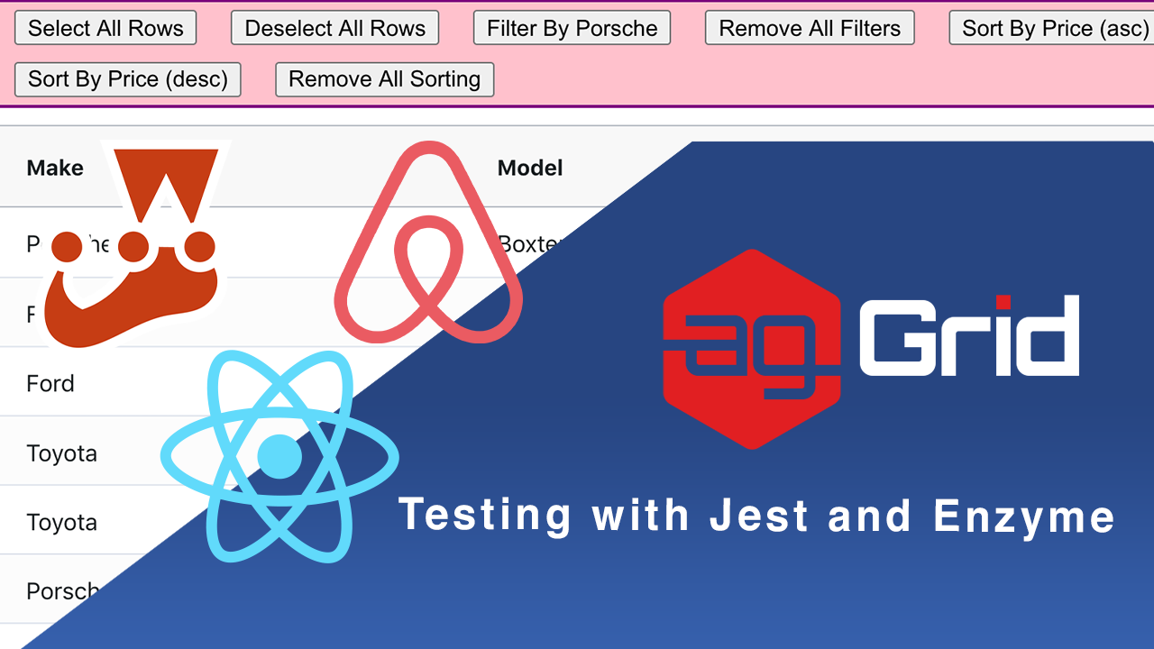 Гик тест центр. AGGRID. Enzyme js. Jsdom парсинг. React Testing Library.