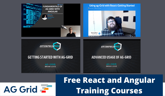 Free Online Training Courses for  React and Angular with AG Grid