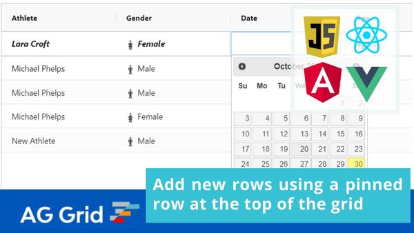 Add new rows using a pinned row at the top of the grid